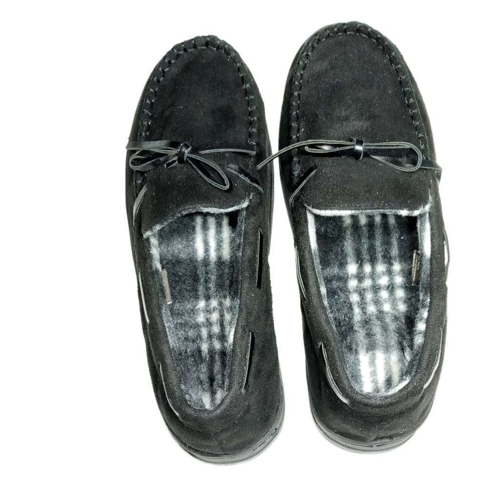 Gold Toe Men's Carter Faux Suede Slip On Moccasin Black Slippers Sz Medium (8-9) - Picture 6 of 8